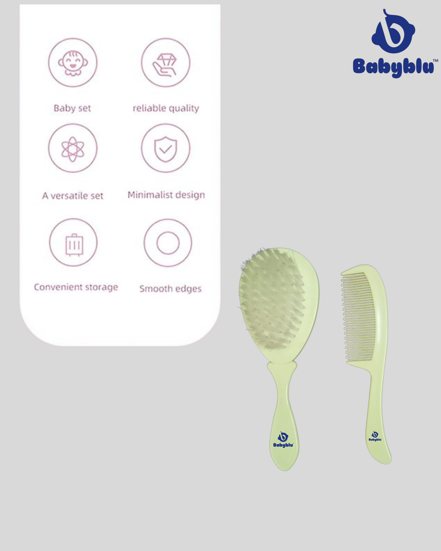 Babyblu comb & Hair brush set.
